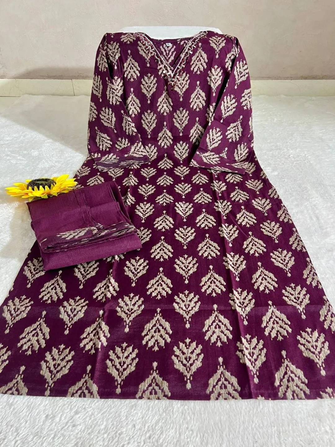 Stylish RM Cotton Hand Work Office & Daily Wear Kurti Pant Set 2026