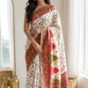 Beautiful WMS Silk Creap Printed Mirror Work Durgapuja Saree 2026