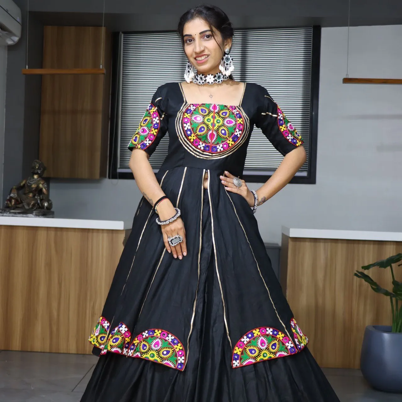 WMT 8052 Silk Printed Gamthi Work Navratri Collection