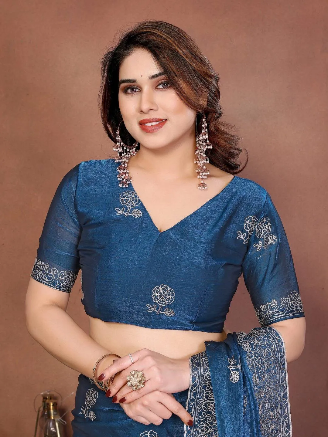Stylish Kiara Naxita1 Fendy Chiffon Silk Sirosky Work Festival Saree 2026