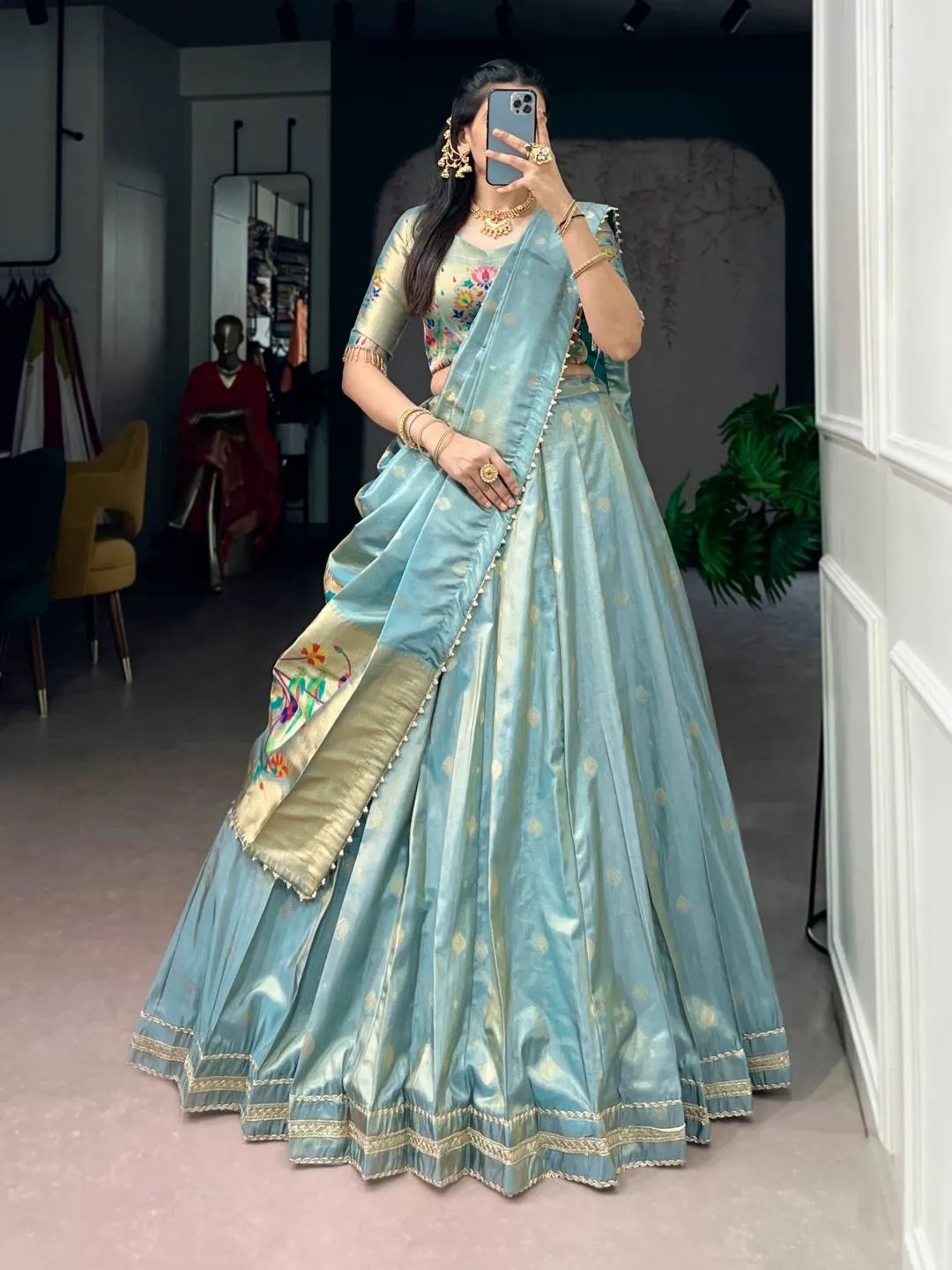 Beautiful WMN 2021 Shimmer Zari Weaving Work Lehenga Choli Collection 2026
