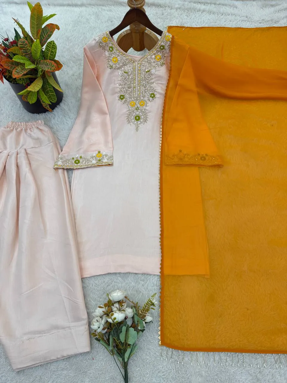 Latest Sabina 542 Satin Glass Embroidery Thread Work Salwar Suit Wholesale Market 2026