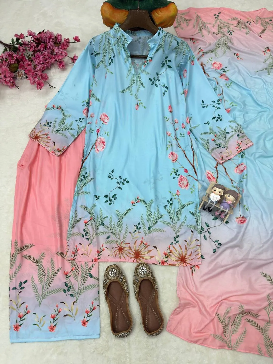 C585 238 Maslin Cotton Office Wear Short Kurti Pant Dupatta