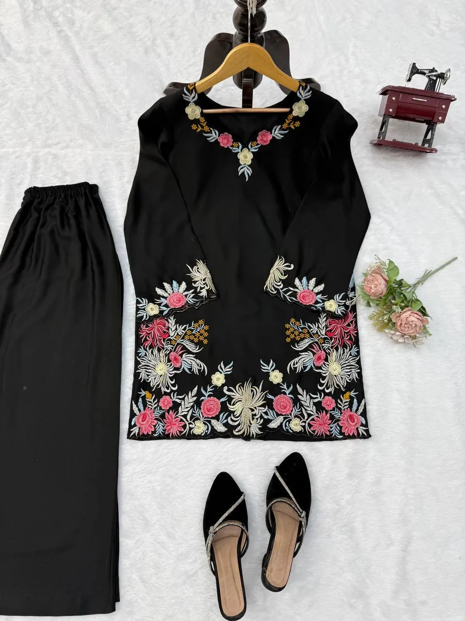 Launching Deepika 1618 Rayon Satin Thread Party Wear Kurti Palazzo Set 2026