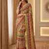 Stylish DKT 5176 Chinon Ajarakh Printed Hand Mirror Work Saree 2026