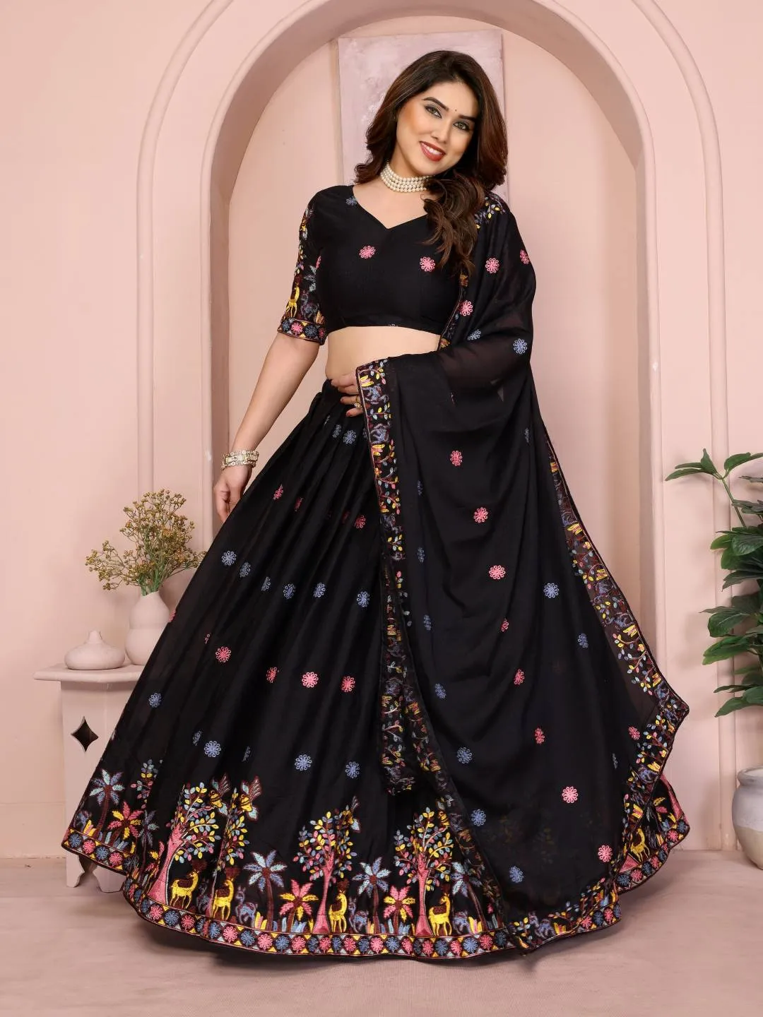 Stylish Kiarar Georgette Embroidery Festival Lehenga Choli Wholesale Online Shopping 2026