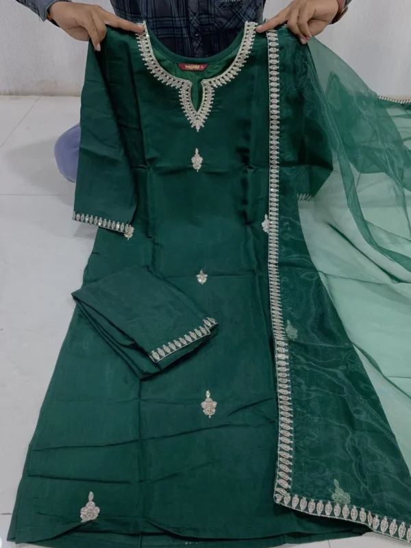 Buy ATQ Roman Embroidery Work Forest Green Kurti Pant With Dupatta 2026