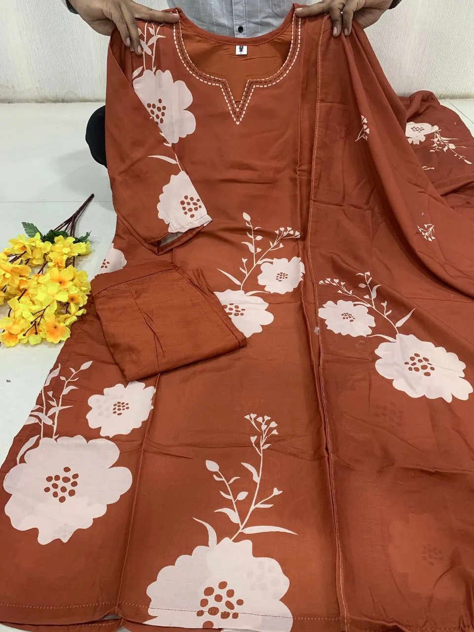 Beautiful ATQ Premium Muslin Printed Office Wear Readymade Dress 2026