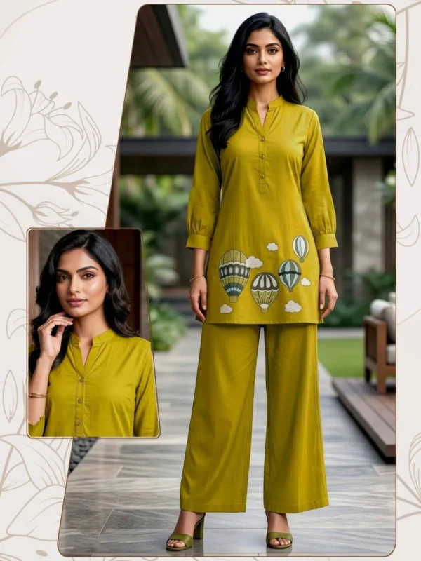 Stylish SS2016 Dabbu Cotton Trending Embroidery Office Wear Kurti Pant Set 2026