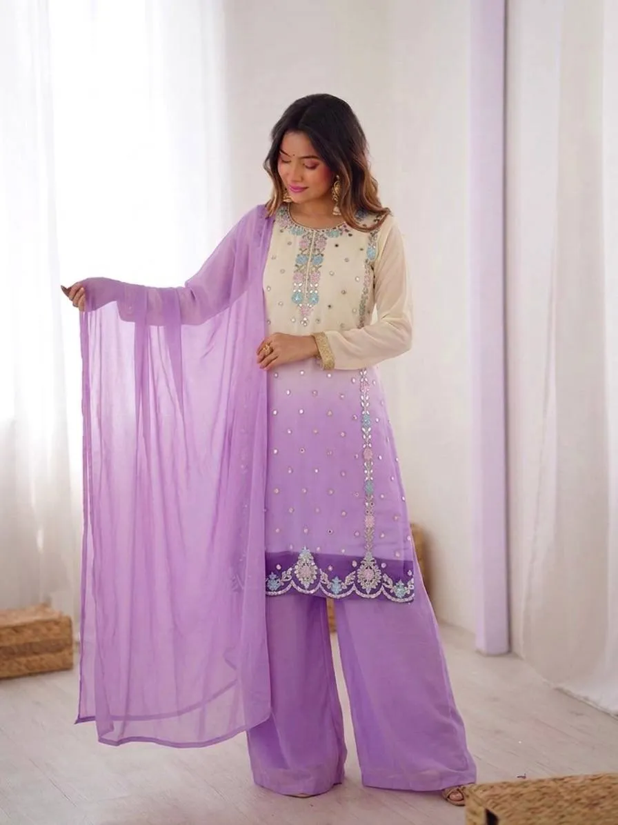 Buy Sabina 1712 Georgette Embroidery Sequence Party Wear Kurti Palazzo 2026