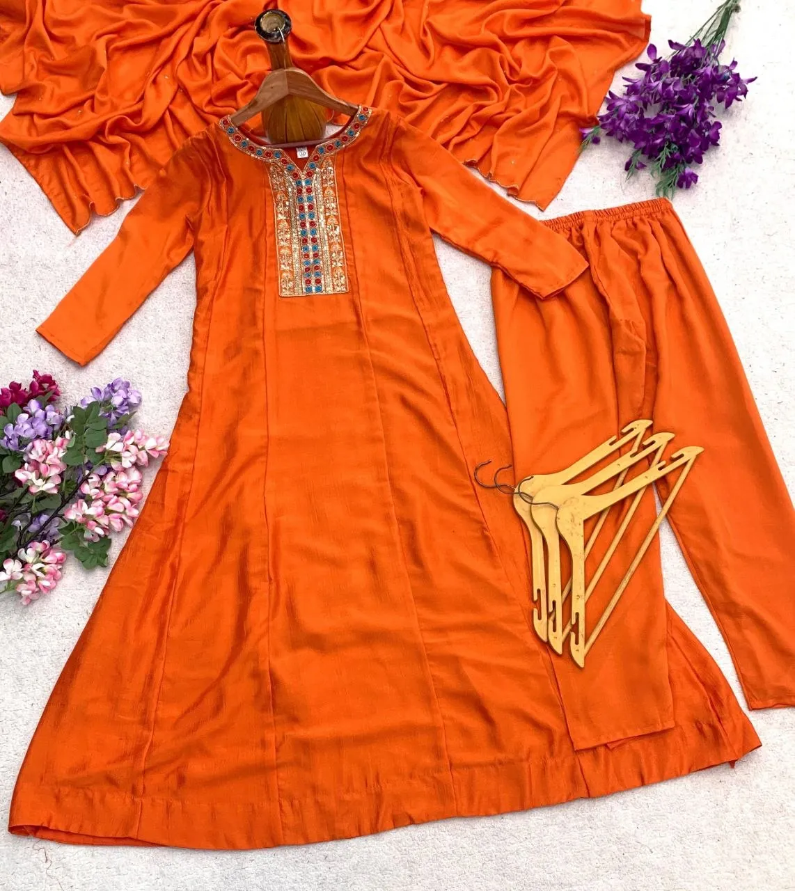 Stylish Beauty J 1024 Vichitra Silk Embroidery Gown Pant With Dupatta 2026