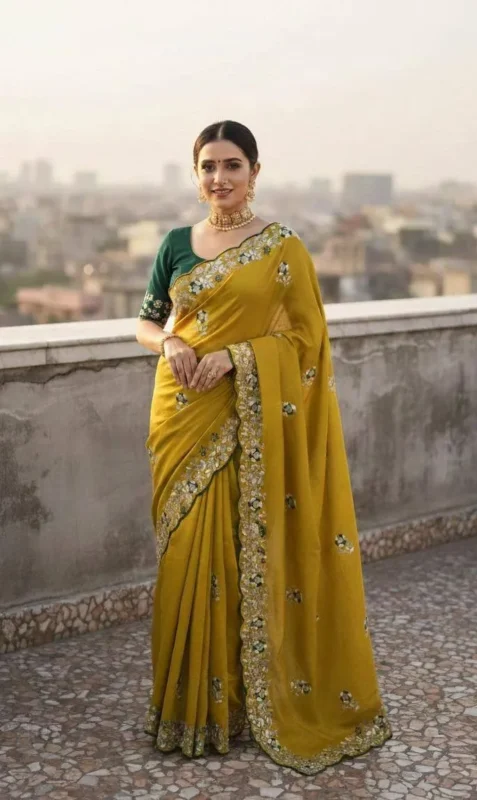 Latest Kusum 834 Sparkle Vichitra Silk Sequence Embroidery Work Saree Exporter in India 2026
