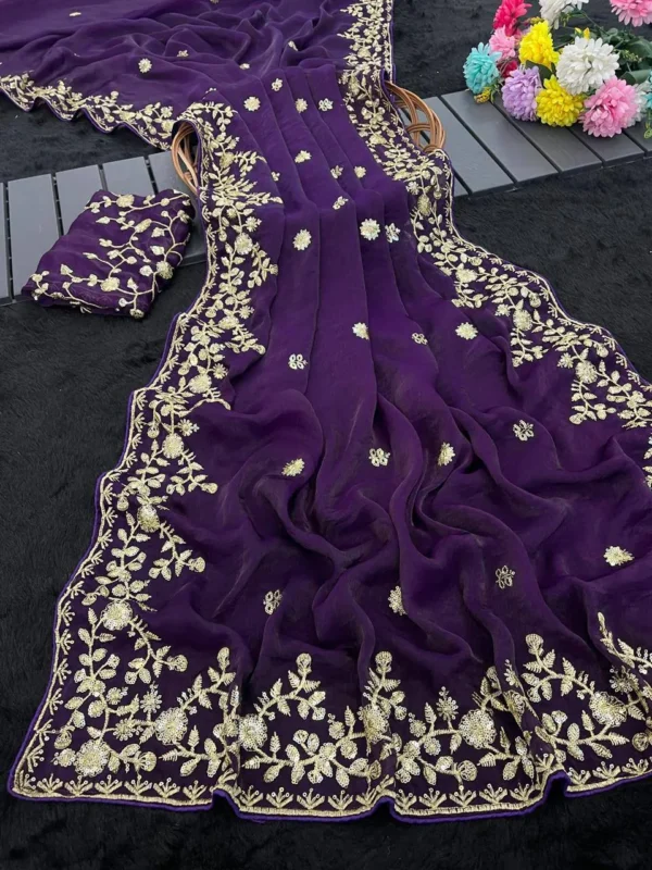 Beautiful Kusum 827 Apexa Fandy Chiffon Zari Thread Work Festival Saree 2026