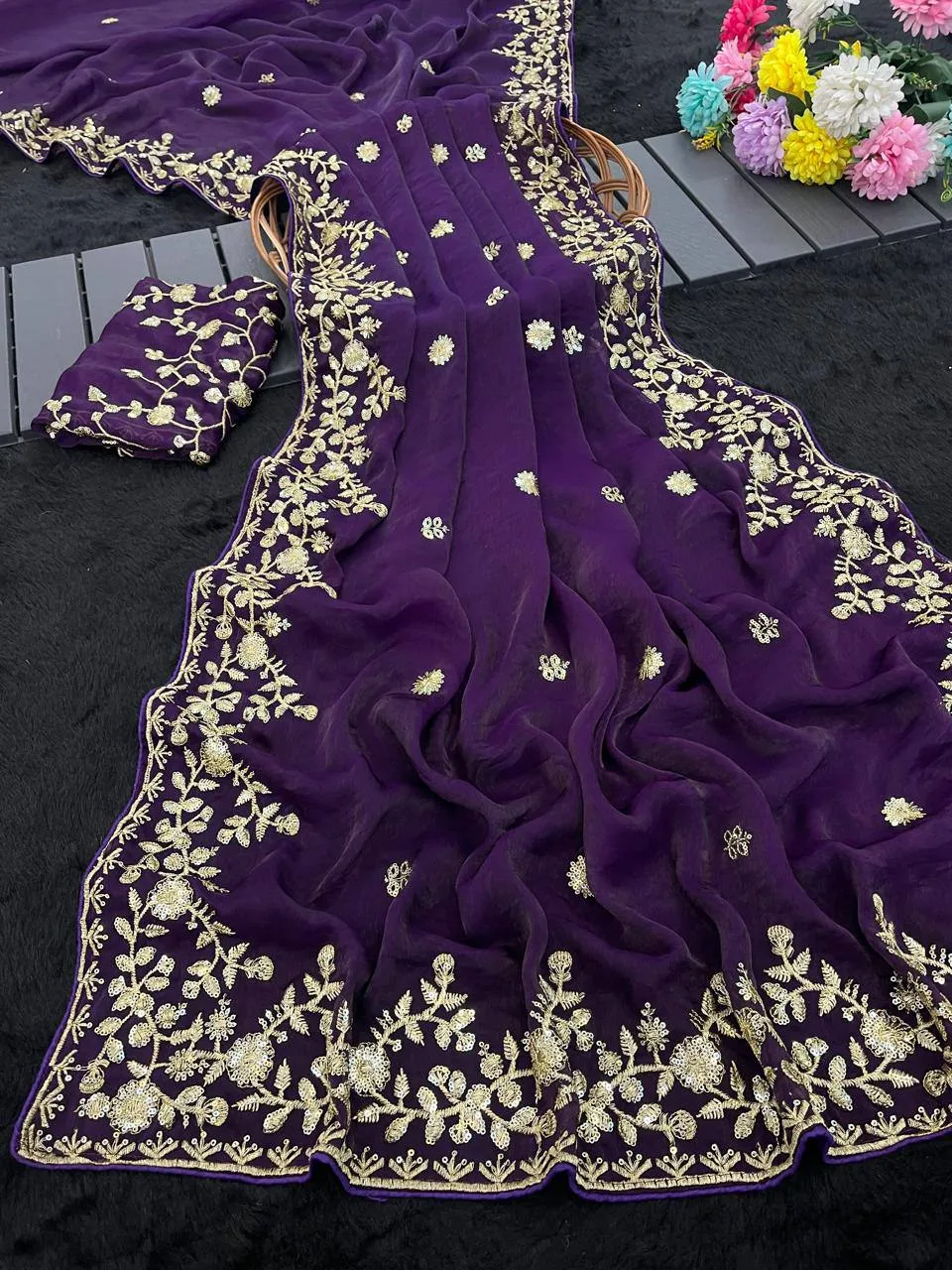 Beautiful Kusum 827 Apexa Fandy Chiffon Zari Thread Work Festival Saree 2026