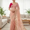 Stylish Kusum 829 Shivangi Moss Chiffon Thread Work Saree Collection 2026 2026