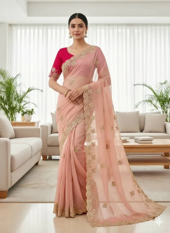 Stylish Kusum 829 Shivangi Moss Chiffon Thread Work Saree Collection 2026 2026