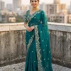 Latest Kusum 866 Fanton Fandy Satin Silk Sequence Embroidery Work Wedding Saree 2026