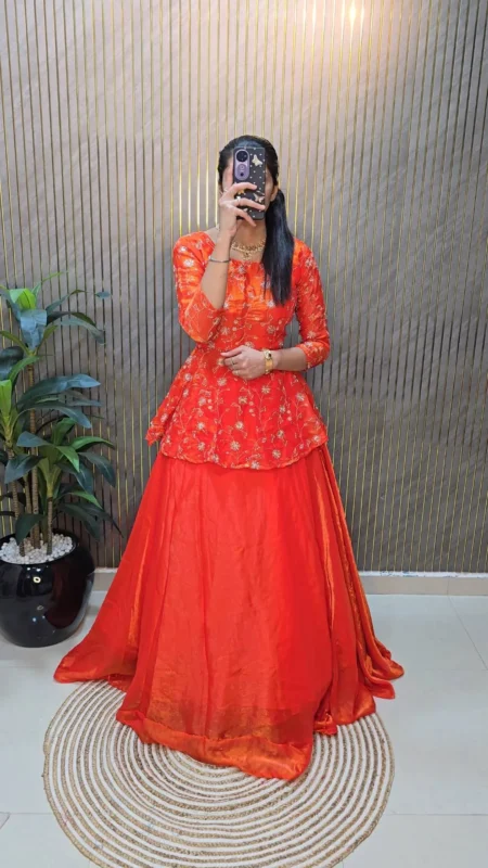 Beautiful ZT 207 Indira Space Silk Sequence Work Wedding Top Skirt Dupatta 2026