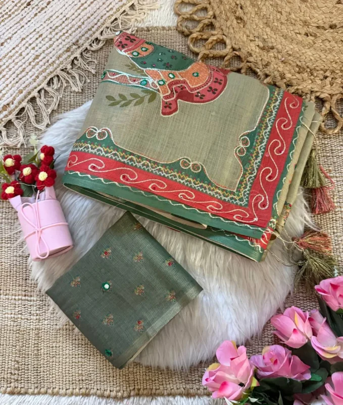 Beautiful Kusum 871 Panihari Simar Silk Printed Khatli Work Festival Saree 2026
