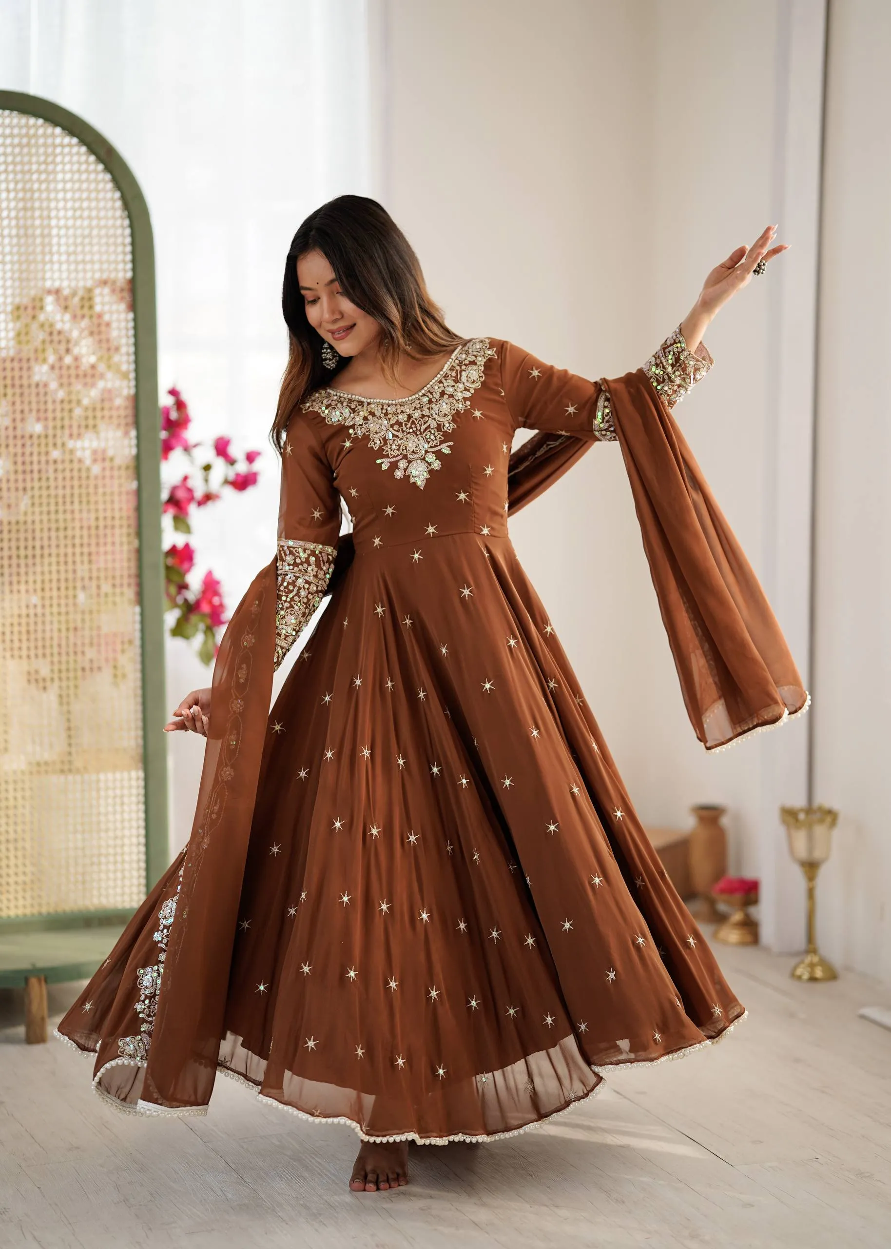 Beautiful Sabina 5012 Blooming Sequence Embroidery Anarkali Gown Bottom With Dupatta 2026