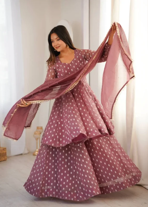 Beautiful Sabina 5022 Crunchy Silk Jacquard Butti Work Party Wear Top Sharara 2026