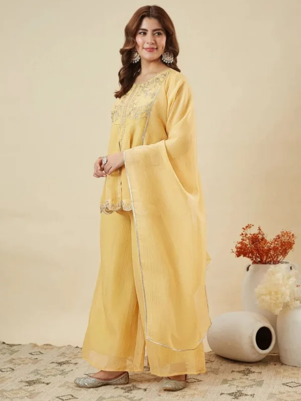 Beautiful Beauty J 1025 Crunchy Silk Embroidery Designer Party Wear Top Sharara 2026