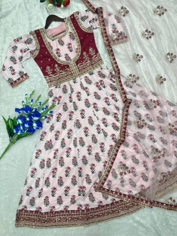 Launching Madhuri 268 Crepe Printed Embroidery Work Wedding Designer Gown 2026