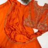 Stylish BV 407 Chinon Mirror Embroidery Work Orange Ready To Wear Saree Online Shopping 2026
