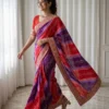 Kiara Savan Georgette Bandhej Printed Embroidery Work Saree