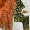 Kiara Morla Rangoli Silk Embroidery Orange Saree Collection