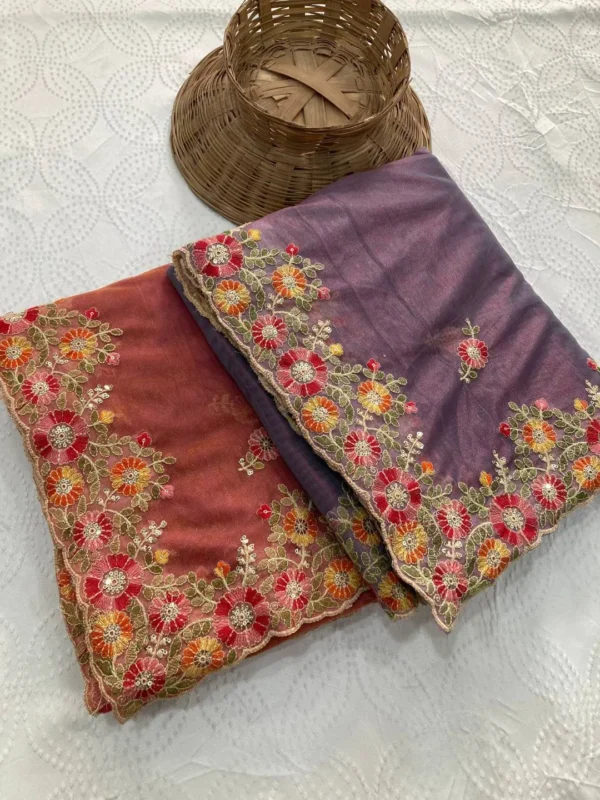Stylish Kiara Param Embroidery Work Party Wear Saree 2026