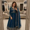 C585 1481 Georgette Sequence Zari Work Gown Pant With Dupatta