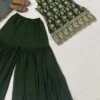 FFD French Crape Embroidery Green Festival Gharara Suit