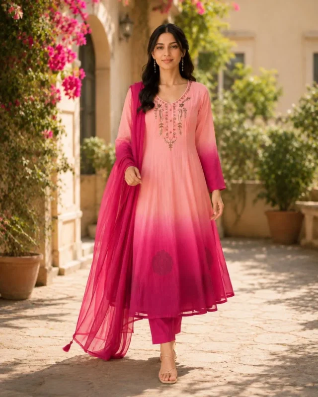 Stylish Yasu Madhu Orange Chiffon Hand Work Anarkali Gown 2026