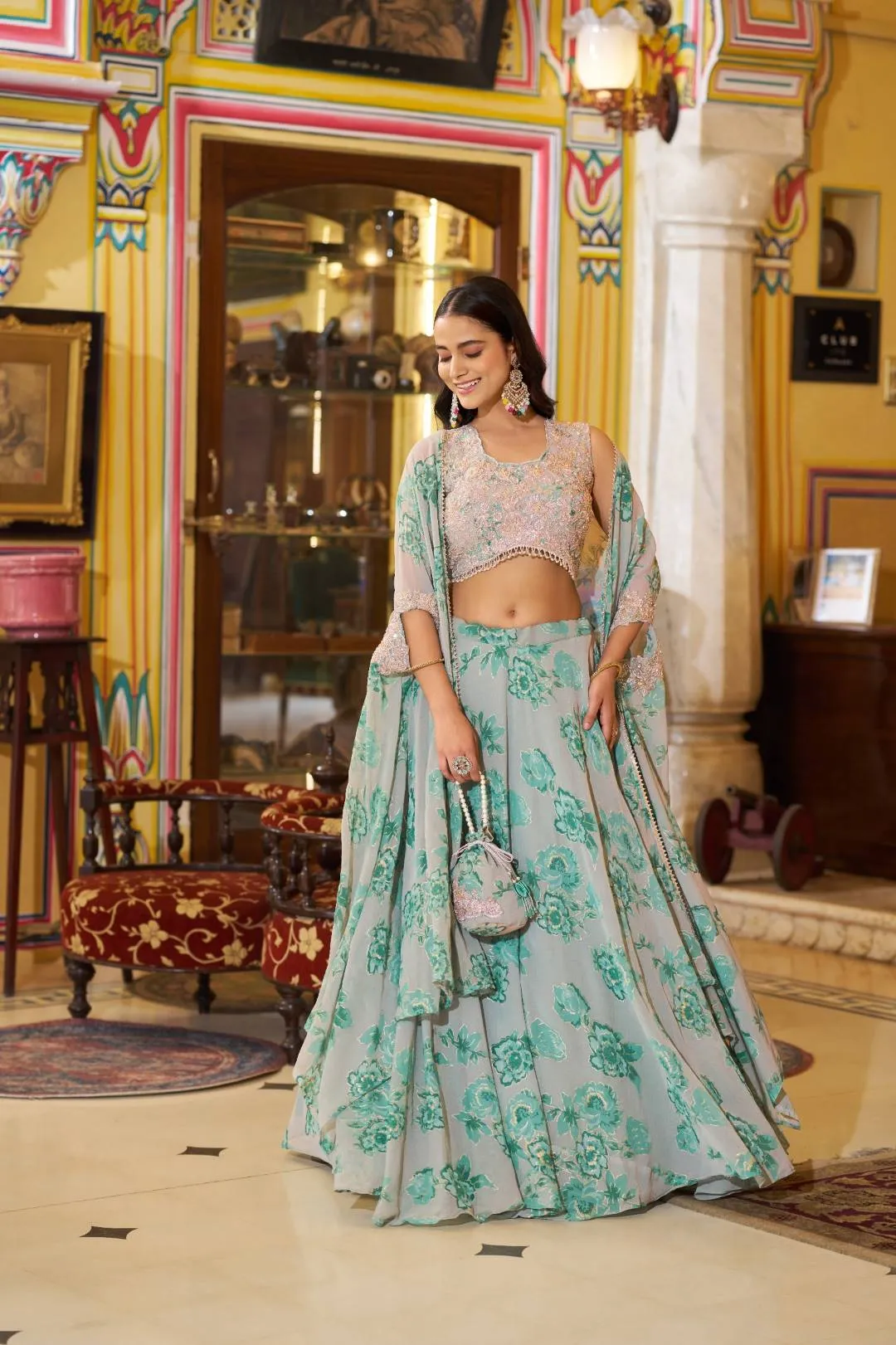 WMN 1144 Georgette Thread Embroidery Party Wear Lehenga Choli
