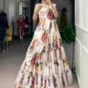 WMN 1254 Chiffon Printed Party Wear Ruffle Lehenga Choli
