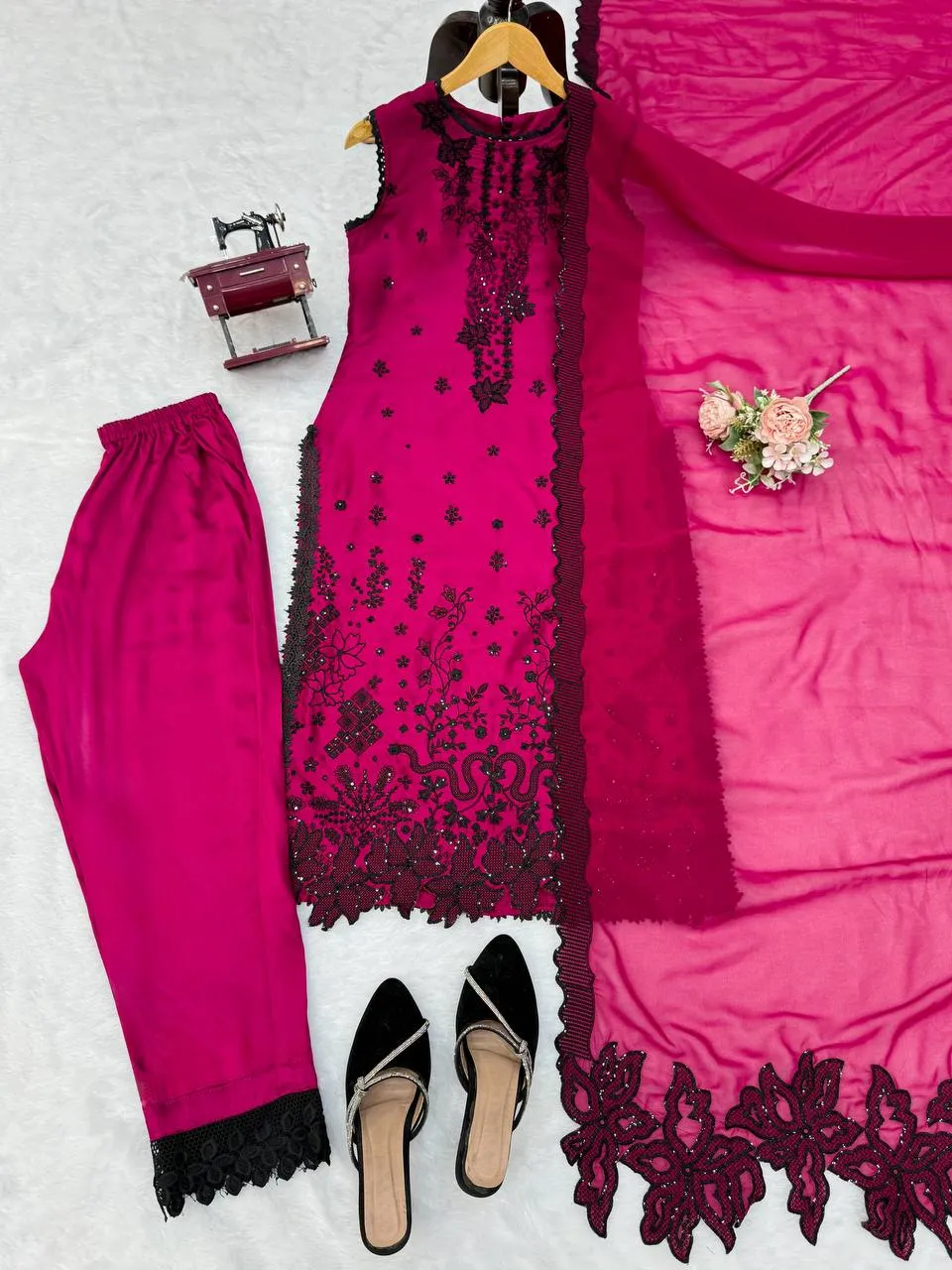 Latest Deepika 1622 Roman Silk Thread Work Pakistani Long Kurti Set 2026
