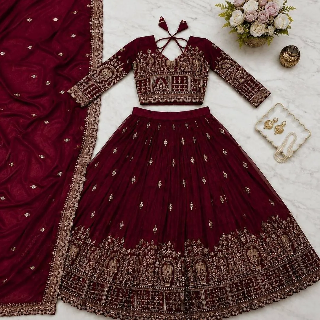Beautiful Zarin Vanita Vichitra Silk Embroidery Work Wedding Wear Lehenga Choli 2026