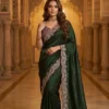 WMS Satin Elephant Embroidery Theard Work Raksha Bandha Saree