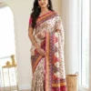 Beautiful WMS Silk Creap Printed Mirror Work Durgapuja Saree 2026