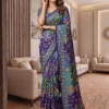 Stylish DKT 5176 Chinon Ajarakh Printed Hand Mirror Work Saree 2026