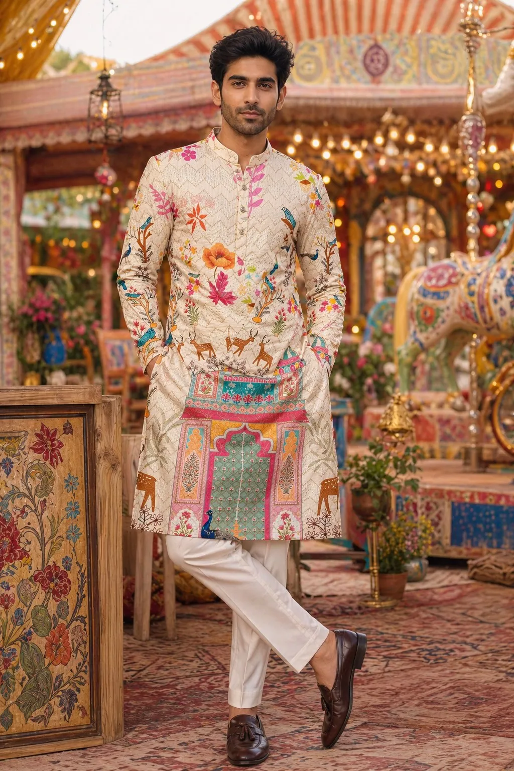 Beautiful Kiara Cotton Crochet Sequence Work Printed Festival Kurta Pyjama Suplier Online Shopping 2026