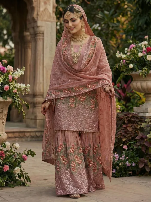 Launching Sabina 887 Fendy Silk Sequence Hand Work Wedding Pakistani Gharara Suit 2026