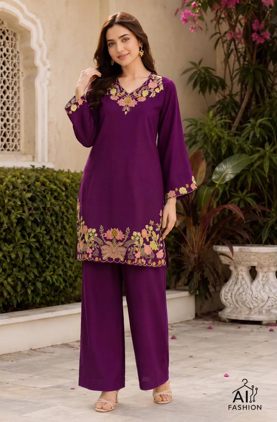 Buy SS2016 Kitty Rayon Embroidery Work Office Wear Kurti Pant Set 2026