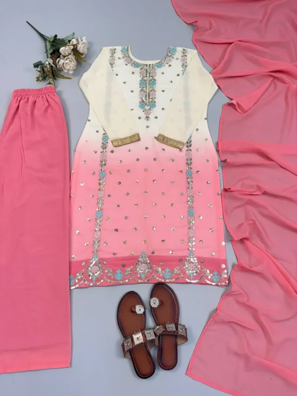 Buy Sabina 1712 Georgette Embroidery Sequence Party Wear Kurti Palazzo 2026