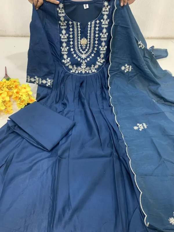 Launching ATQ Chanderi Silk Embroidery Sequence Work Anarkali Gown Pant Dupatta 2026