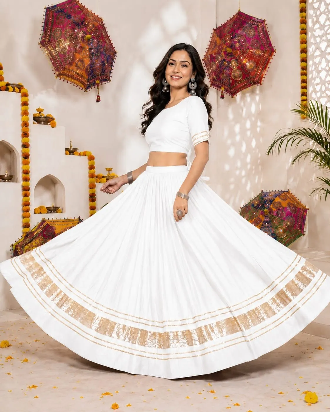 ATQ Reyon Cotton Gota Patti Work Chaniya Choli Navratri Collection