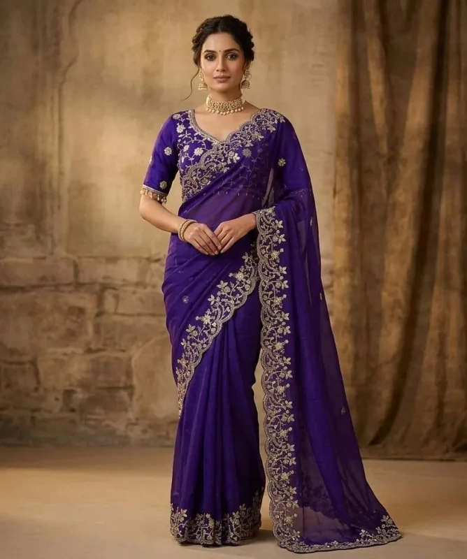 Buy Kusum 855 Mishri Fandy Satin Silk Embroidery Trenging Saree Surat 2026