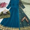 C585 1479 Vichitra Silk Zari Work Party Wear Anarkali Gown Exporter Online