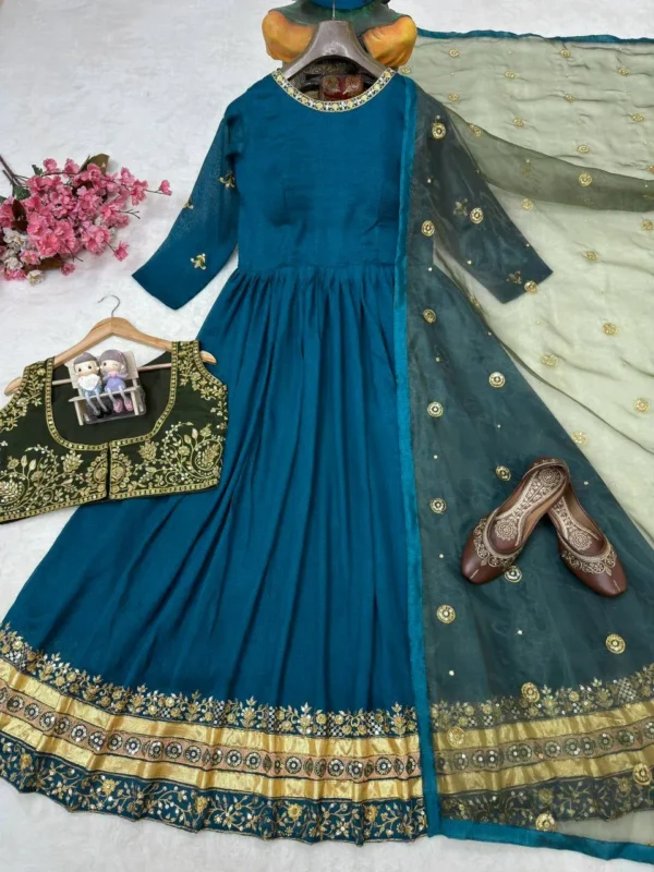 Buy C585 1479 Vichitra Silk Zari Work Party Wear Anarkali Gown Exporter Online 2026